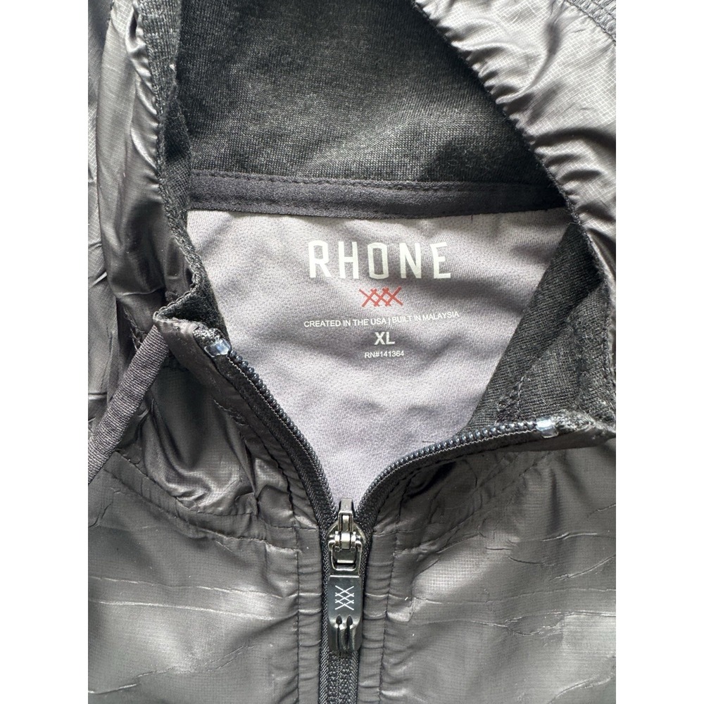 Rhone Jacket Mens XLarge Black Tech Terry Hybrid Full Zip Hooded Active Jacket - Picture 4 of 4